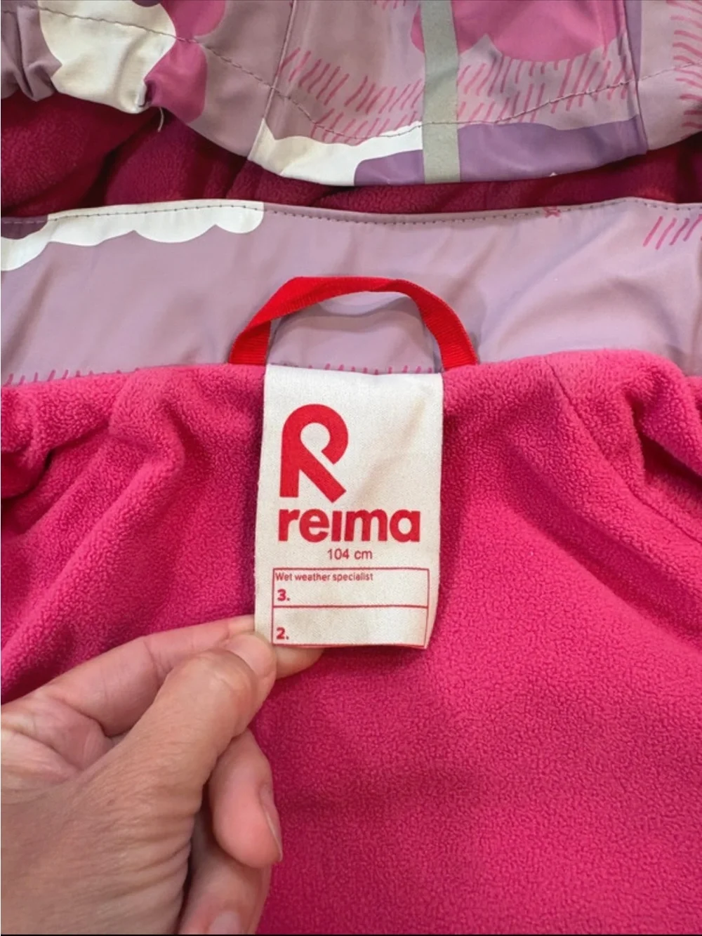 Rare Print Reima Koski - Fleece-Lined Rubber Rain Jacket size 4